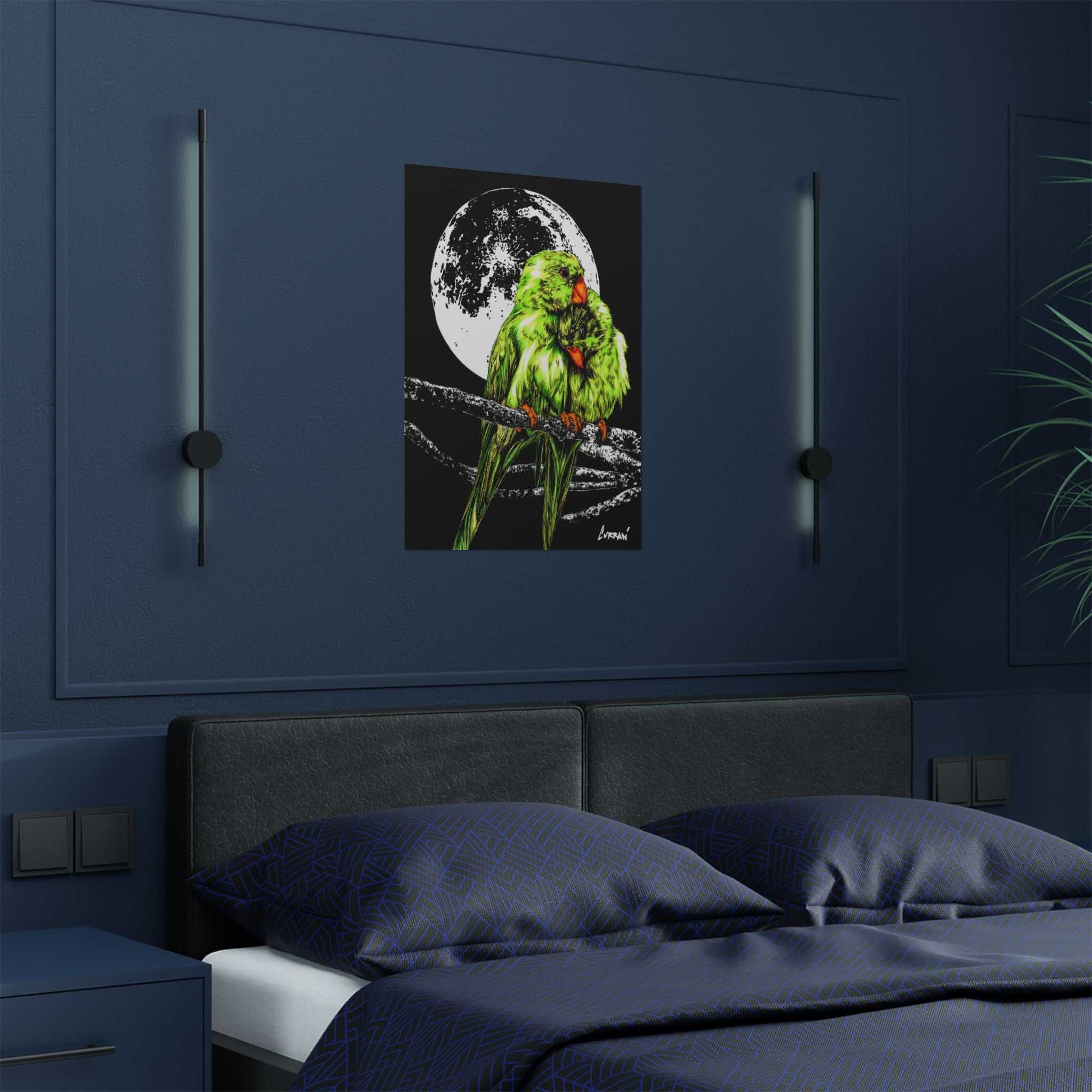 Bring your walls to life with the stunning Vibrant Lovebirds Satin Poster - 300gsm Wall Art. Add a pop of color to your space today!