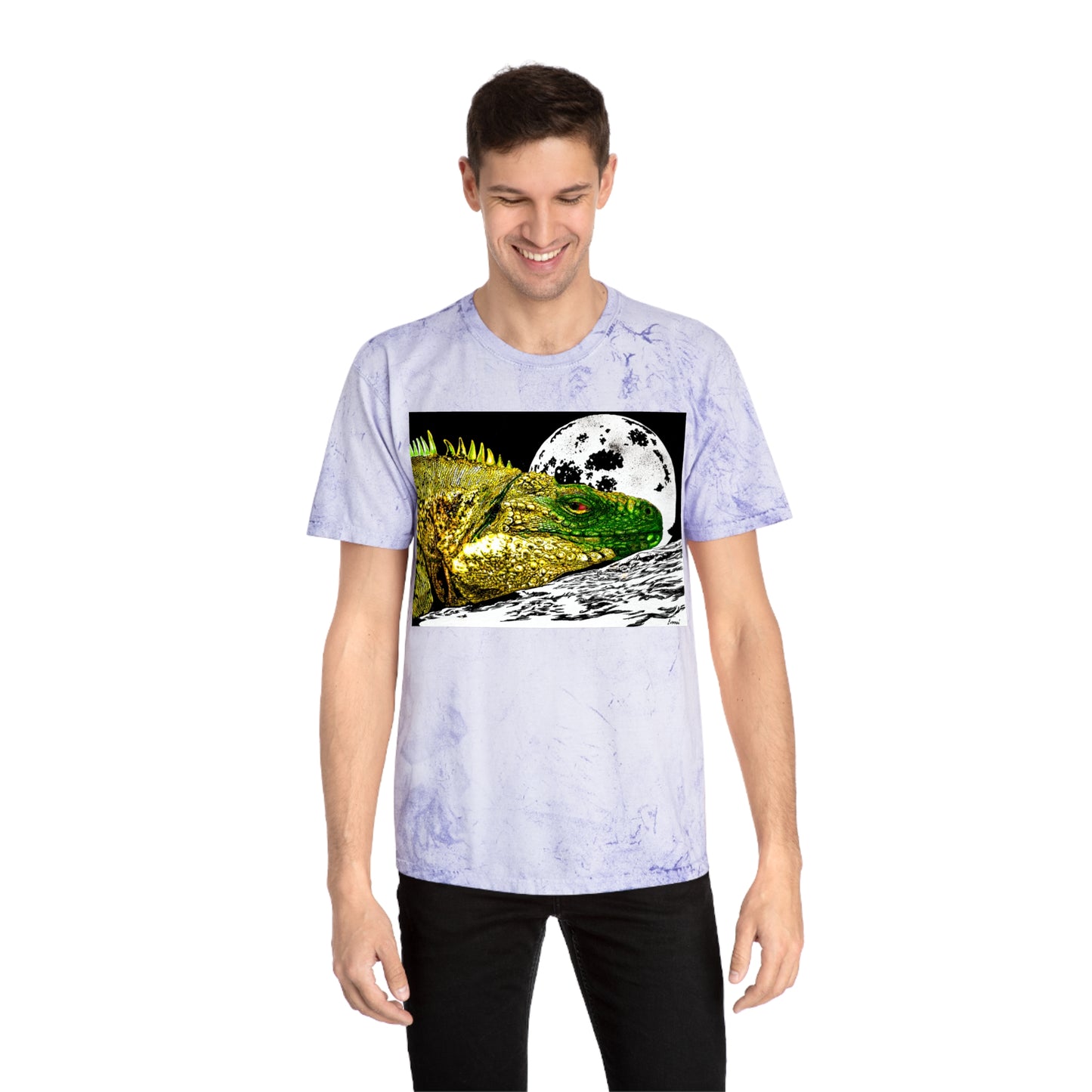 Reptile Moonlight T Shirt Hand Drawn Color Blast Design