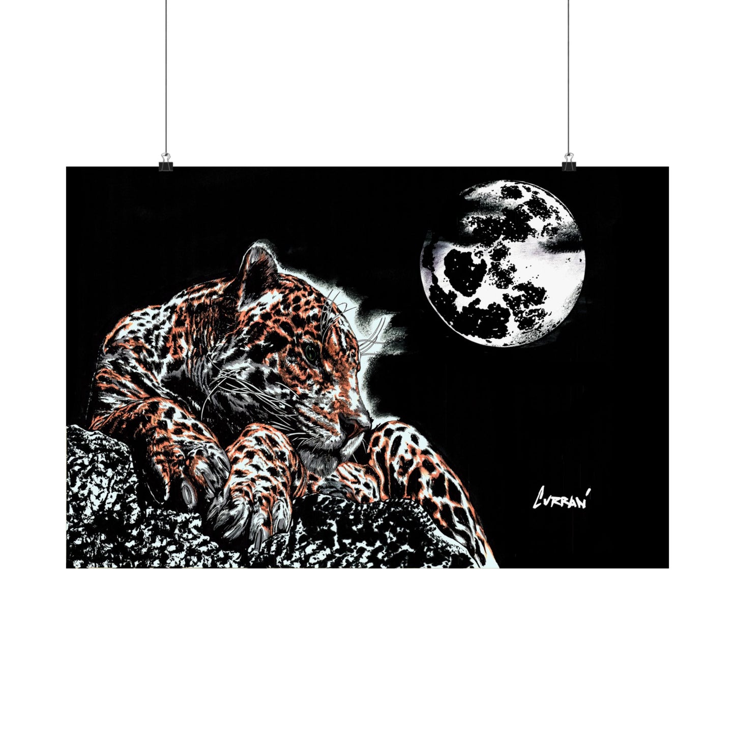 Majestic Leopard Satin Poster (300gsm) - Moonlit Wildlife Art