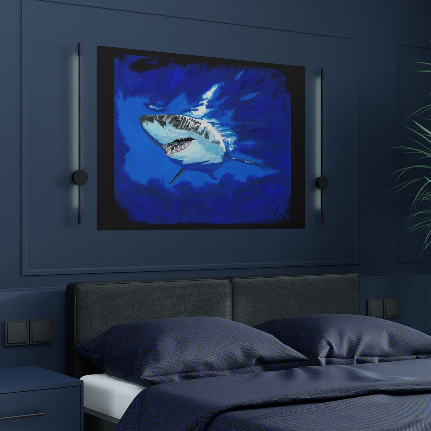 Ocean Adventure Shark Satin Poster (300gsm) - Vibrant Wall Art for Marine Life Lovers