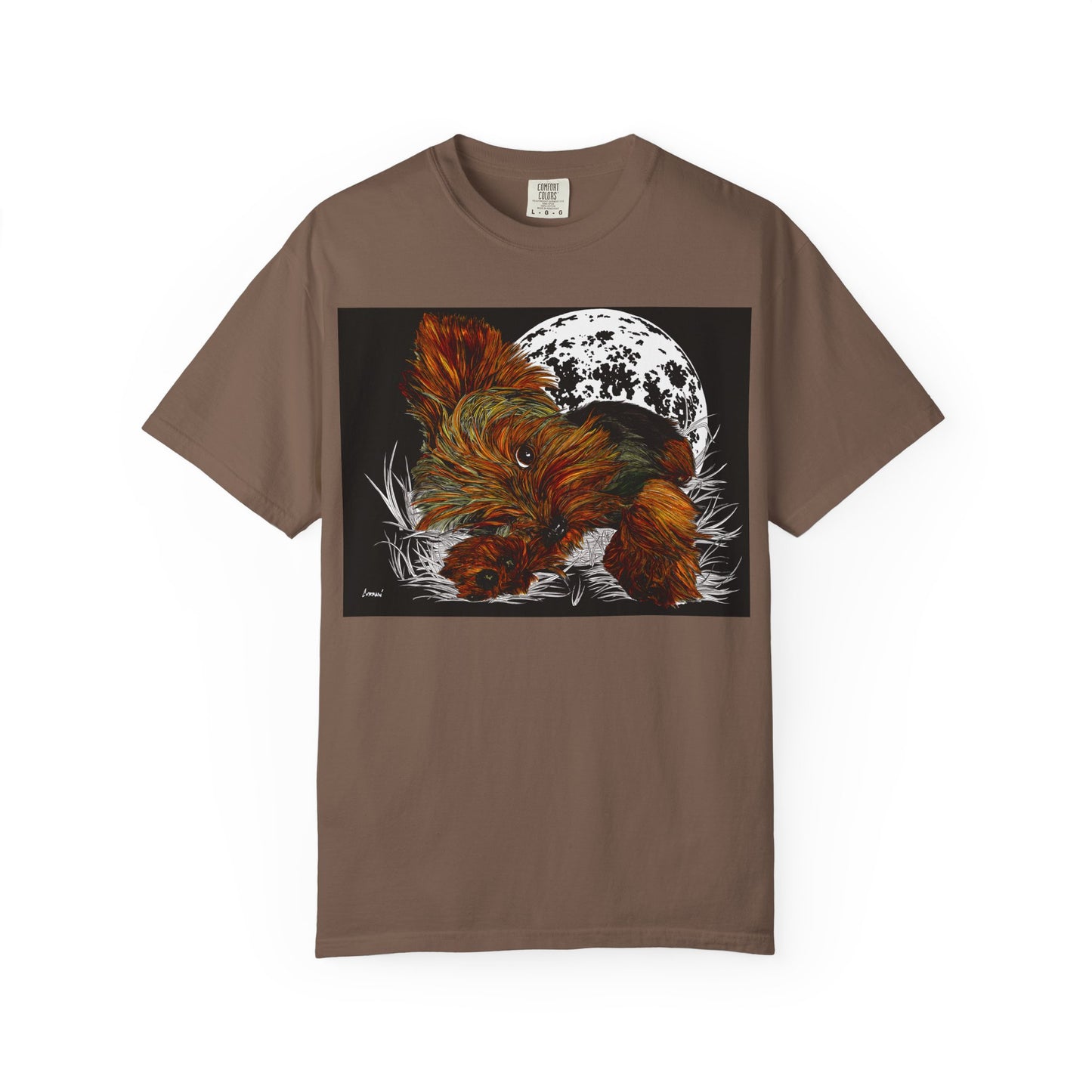 Yorkie Terrier Unisex Garment-Dyed T-Shirt – Original Hand-Drawn Art
