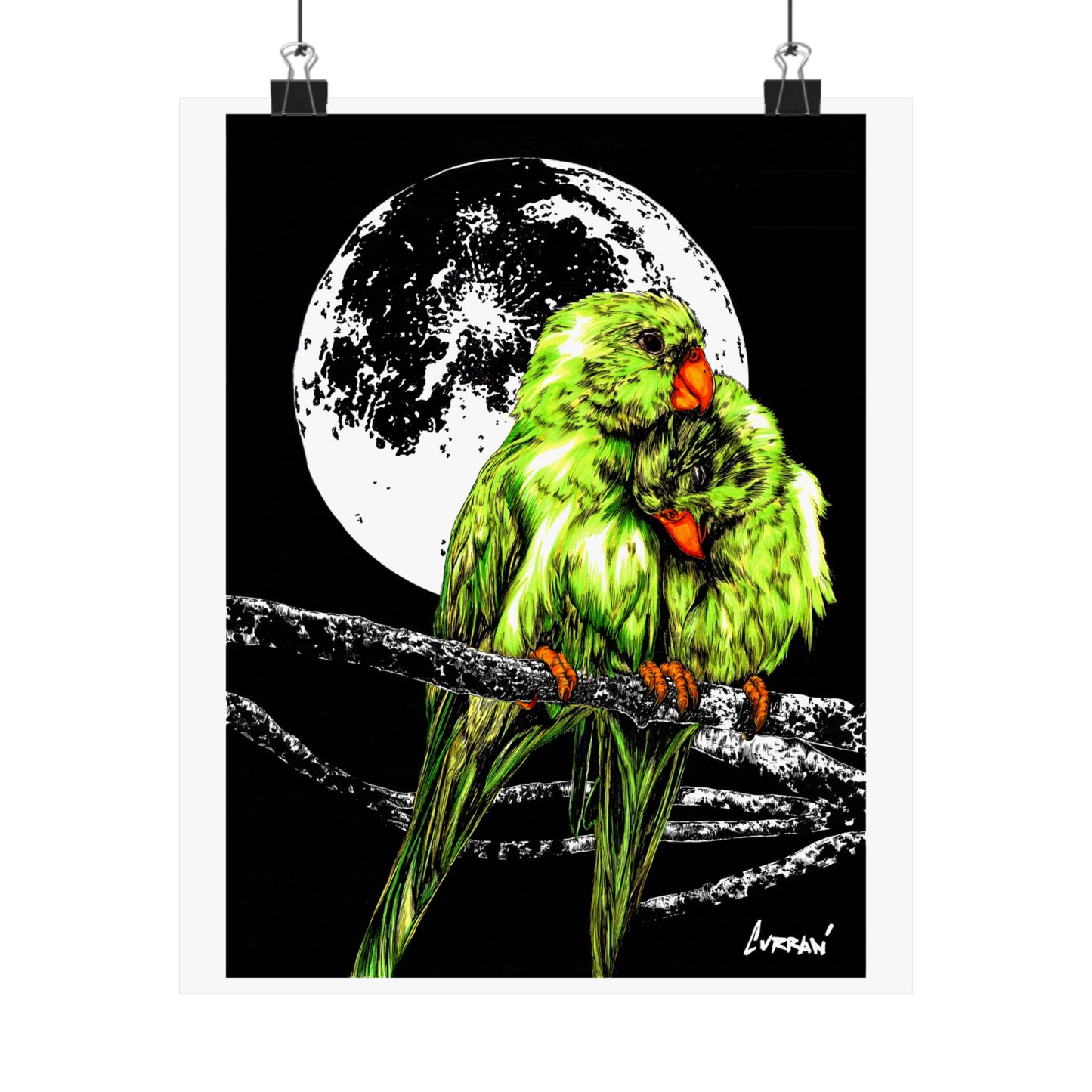 Vibrant Lovebirds Satin Poster - 300gsm Wall Art