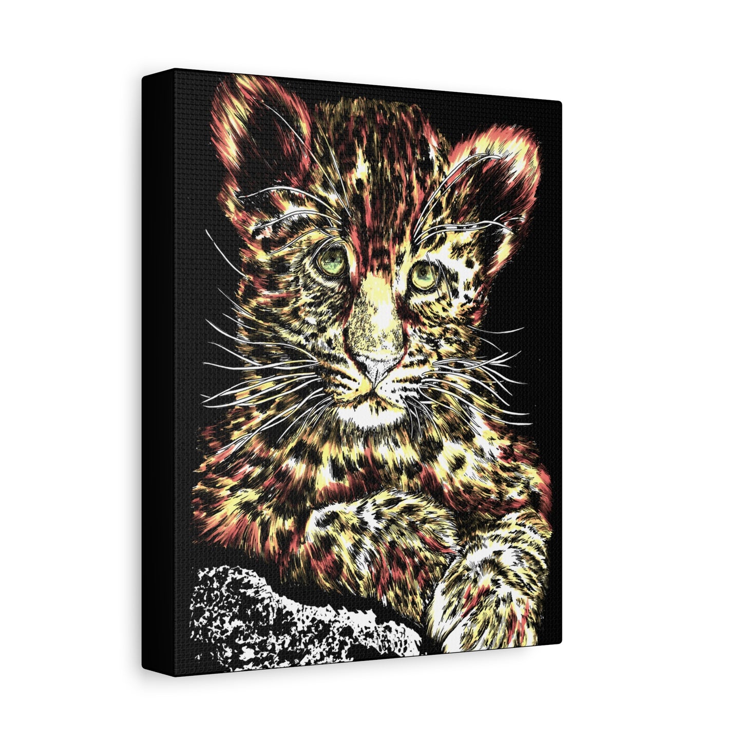 Leopard Cub Wall Art Print of the Original, hand drawn wall art of a Leopard Cub