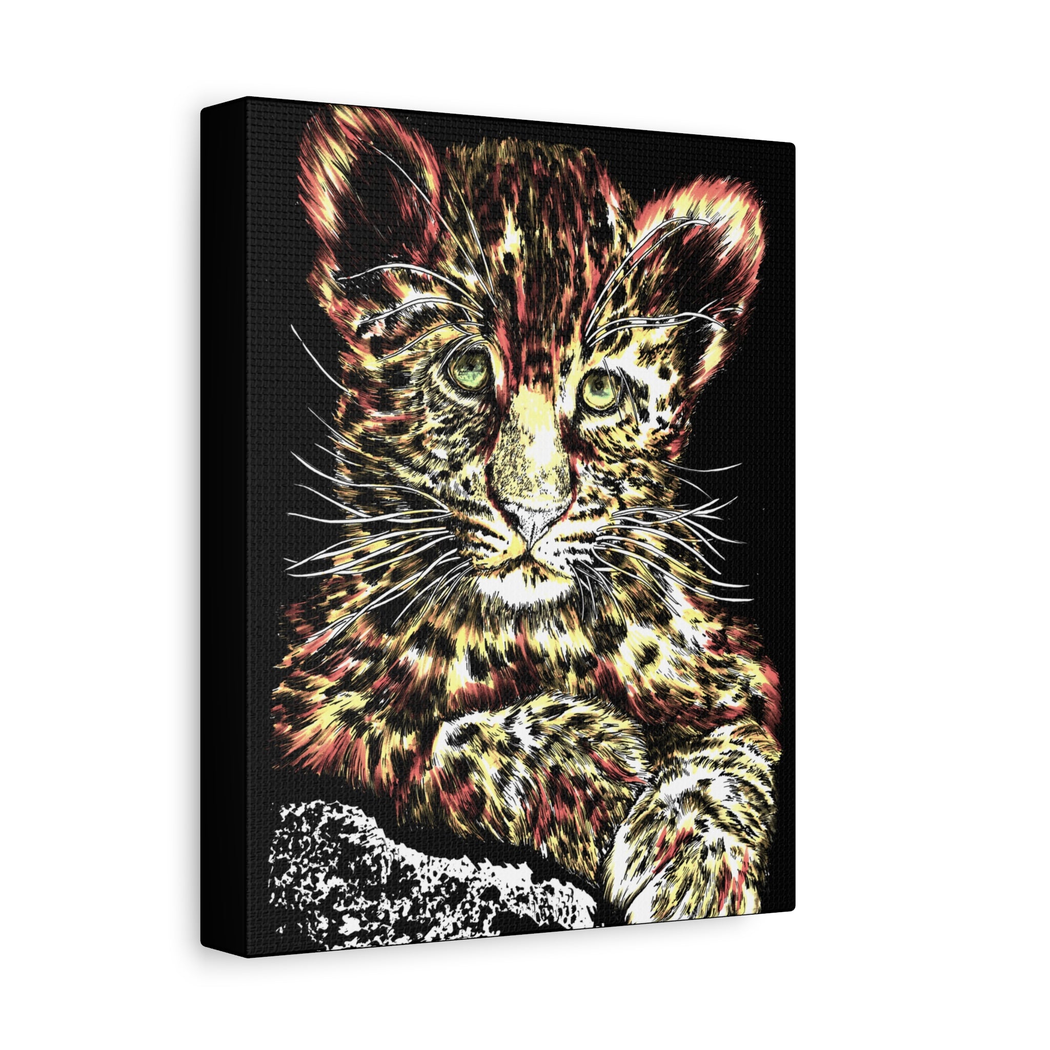 Leopard Cub Wall Art Print of the Original, hand drawn