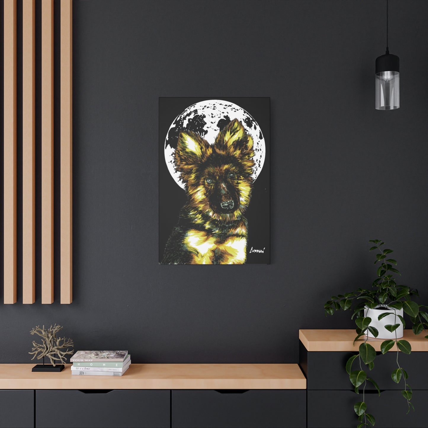 German Shepherd Puppy Print, Hand-Drawn Dog Art,