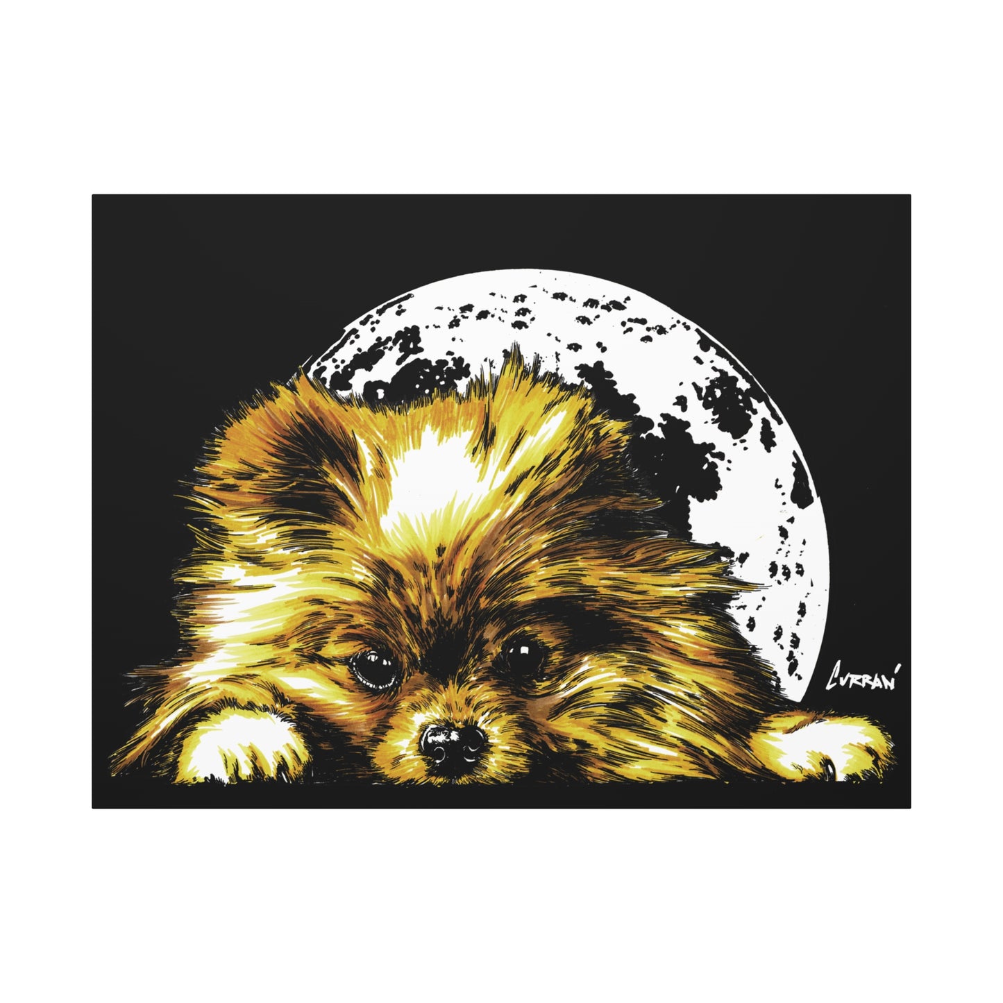 Pomeranian Moon Canvas Art Print- Dog Lover's Decor, 1.25" Stretched Print