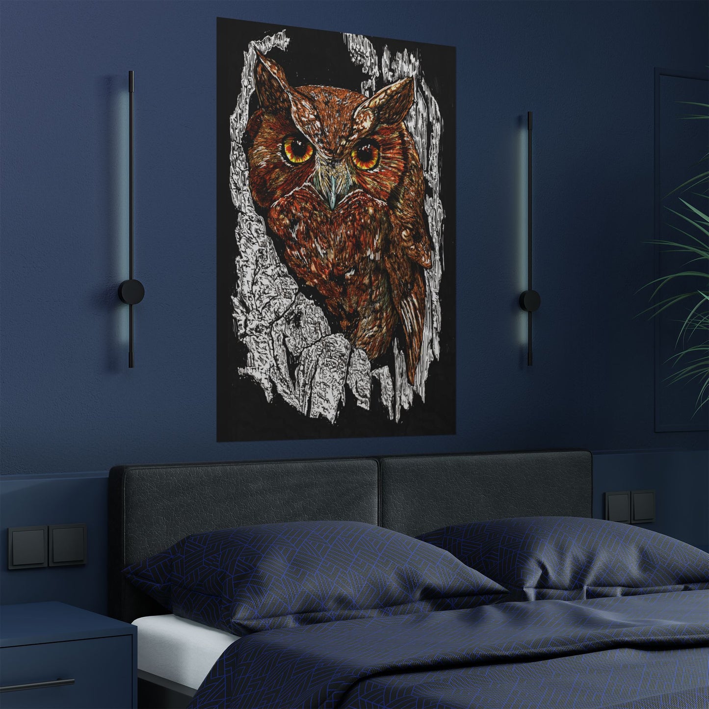 Majestic Owl Satin Poster | Home Décor Art Print | Nature Lover Gift