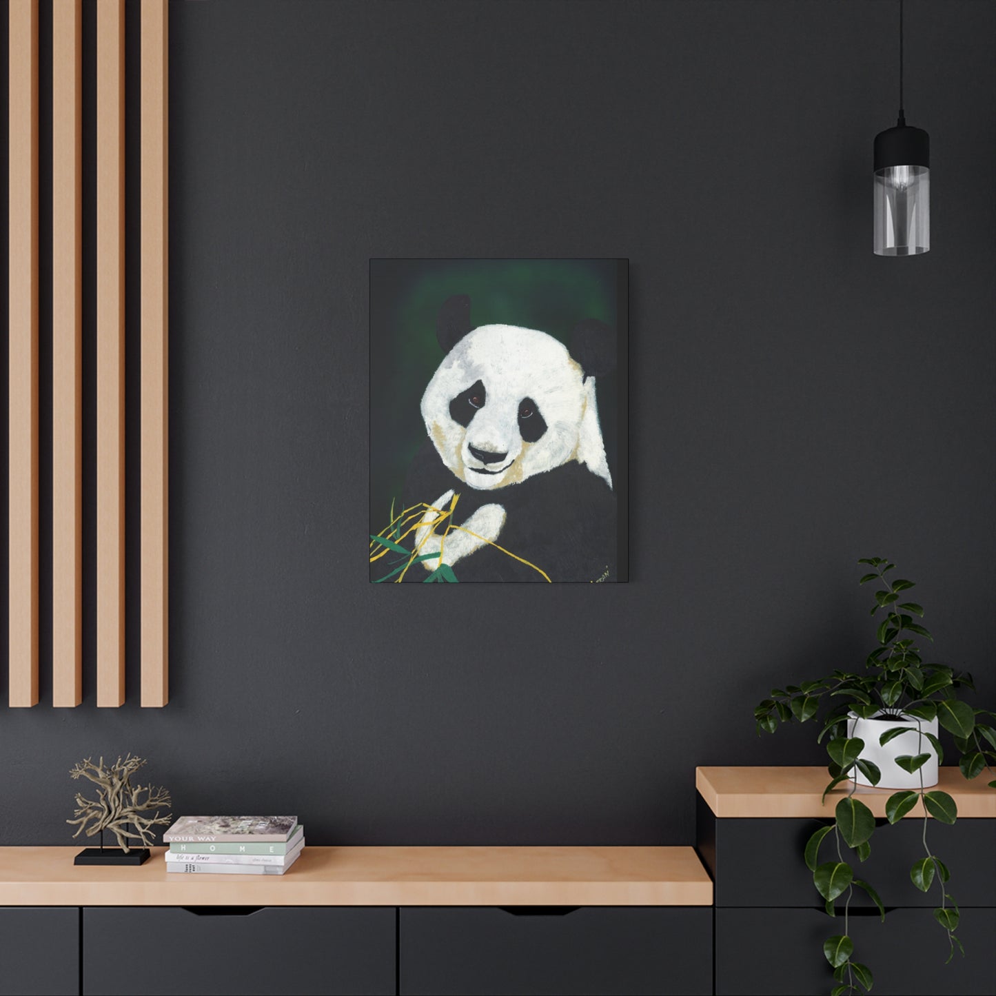 Panda Wall Art, Panda Print, Wildlife Art, Hand-Painted Panda, Nature Wall Decor, Bamboo Forest Art, Animal Lover Gift, Zen Decor. Printed on Matte Canvas, Stretched, 1.25"