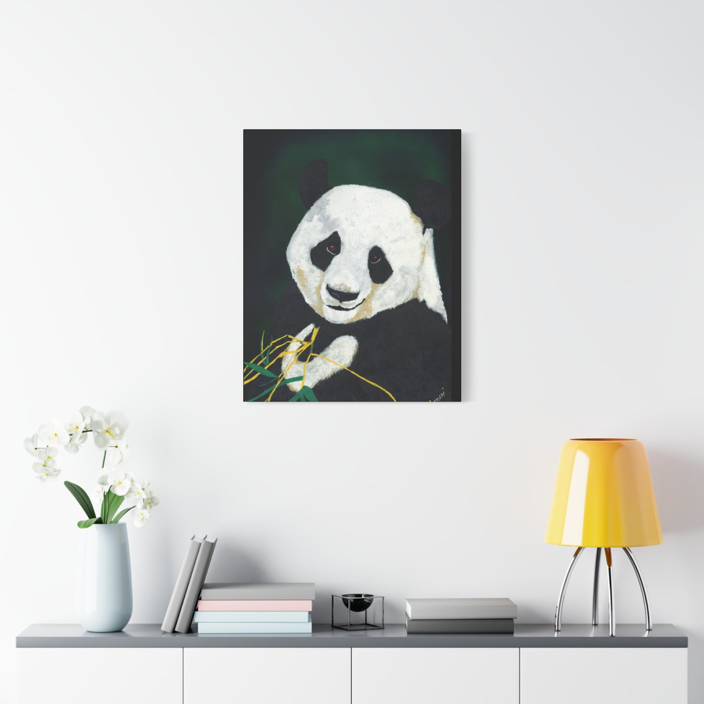 Panda Wall Art, Panda Print, Wildlife Art, Hand-Painted Panda, Nature Wall Decor, Bamboo Forest Art, Animal Lover Gift, Zen Decor. Printed on Matte Canvas, Stretched, 1.25"