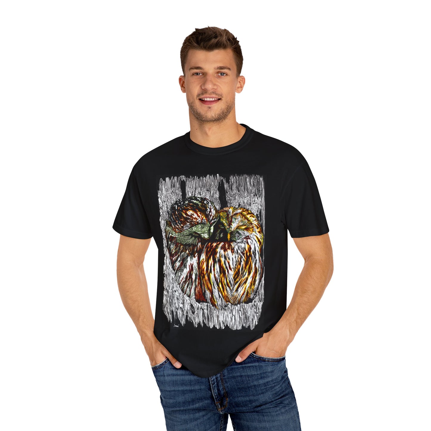 Owls in a Tree Unisex Garment-Dyed T-Shirt