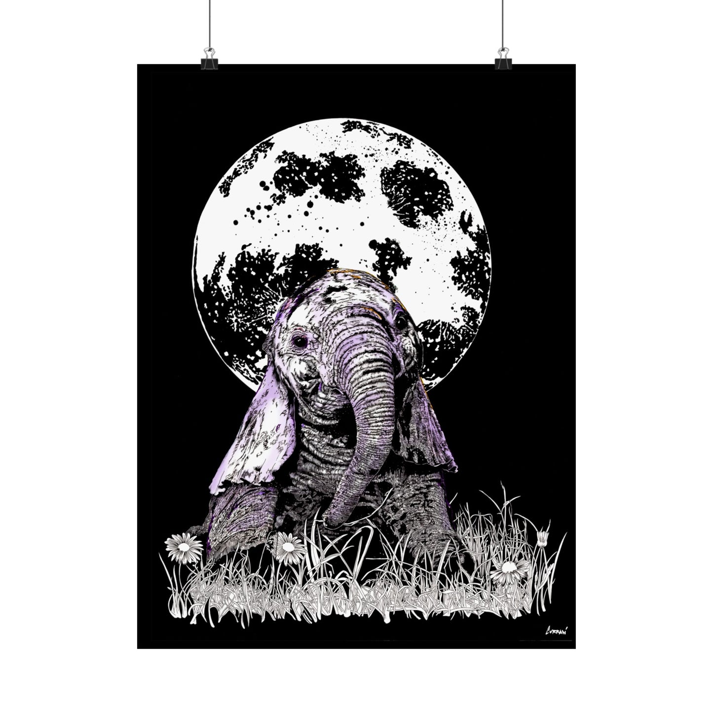Baby Elephant Satin Poster | Art Print for Nursery Decor