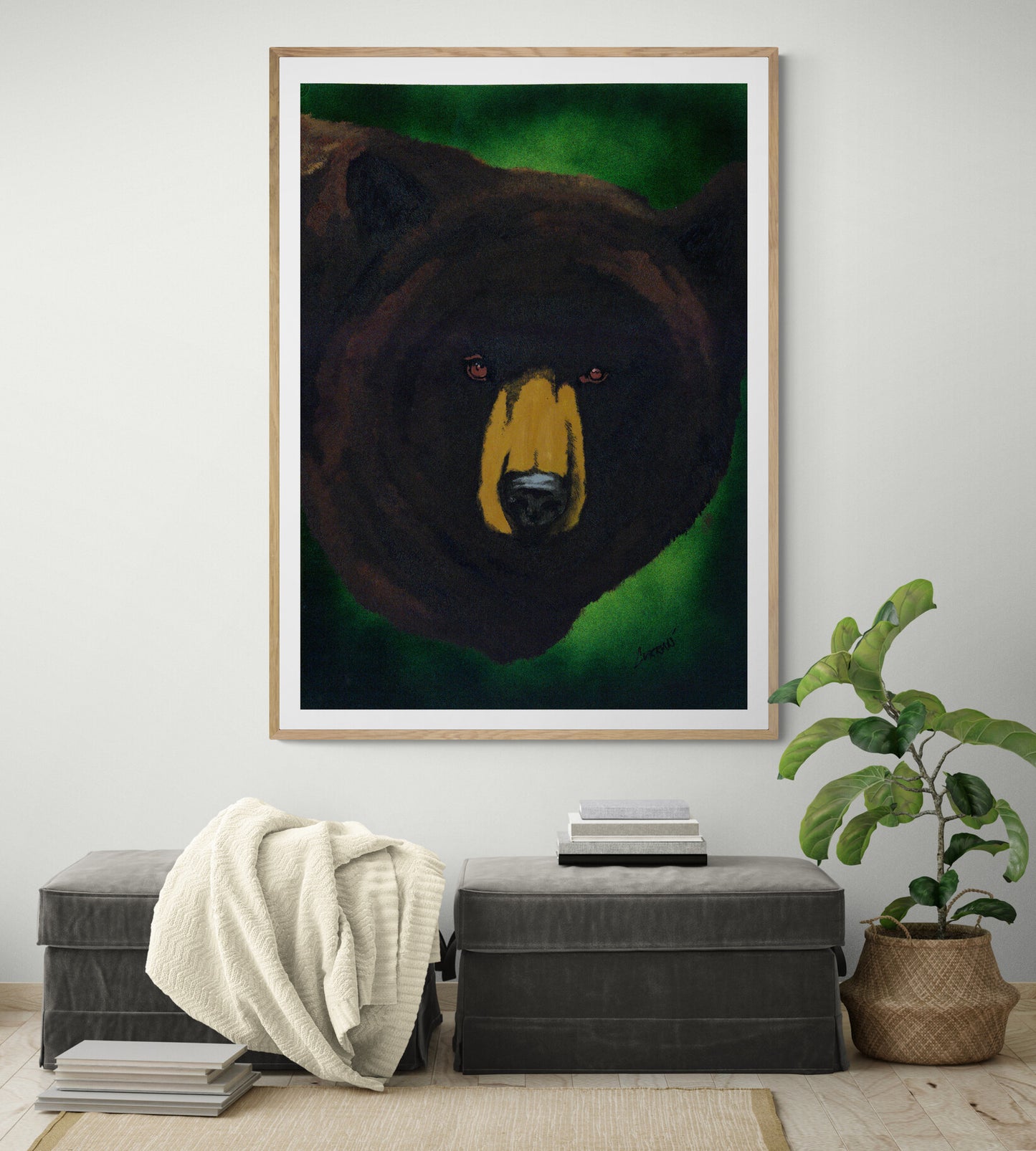 Original Hand-Painted Brown Bear Wall Art by Kris Curran