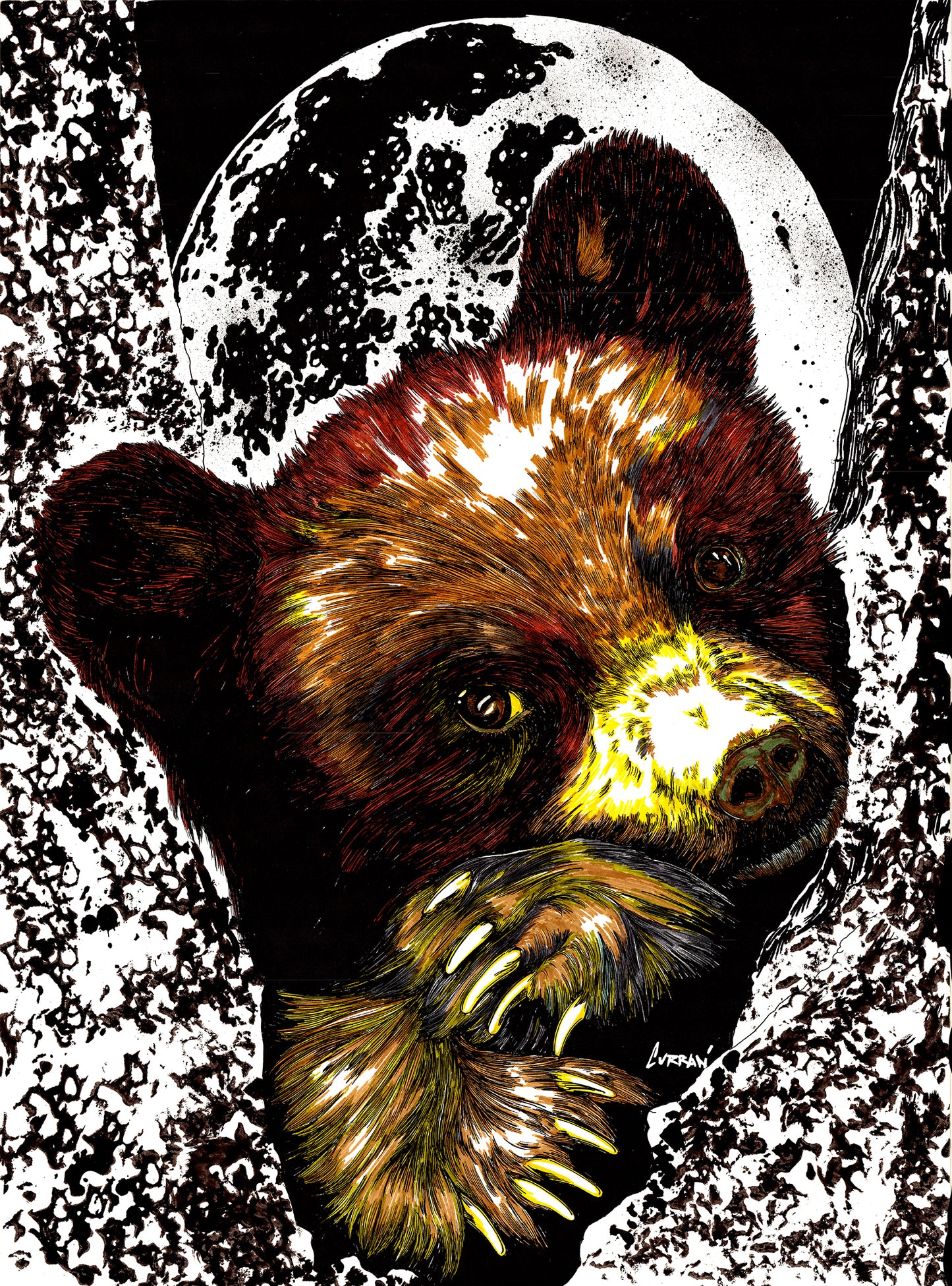 Brown Bear Cub Original hand drawn Wall Art Poster