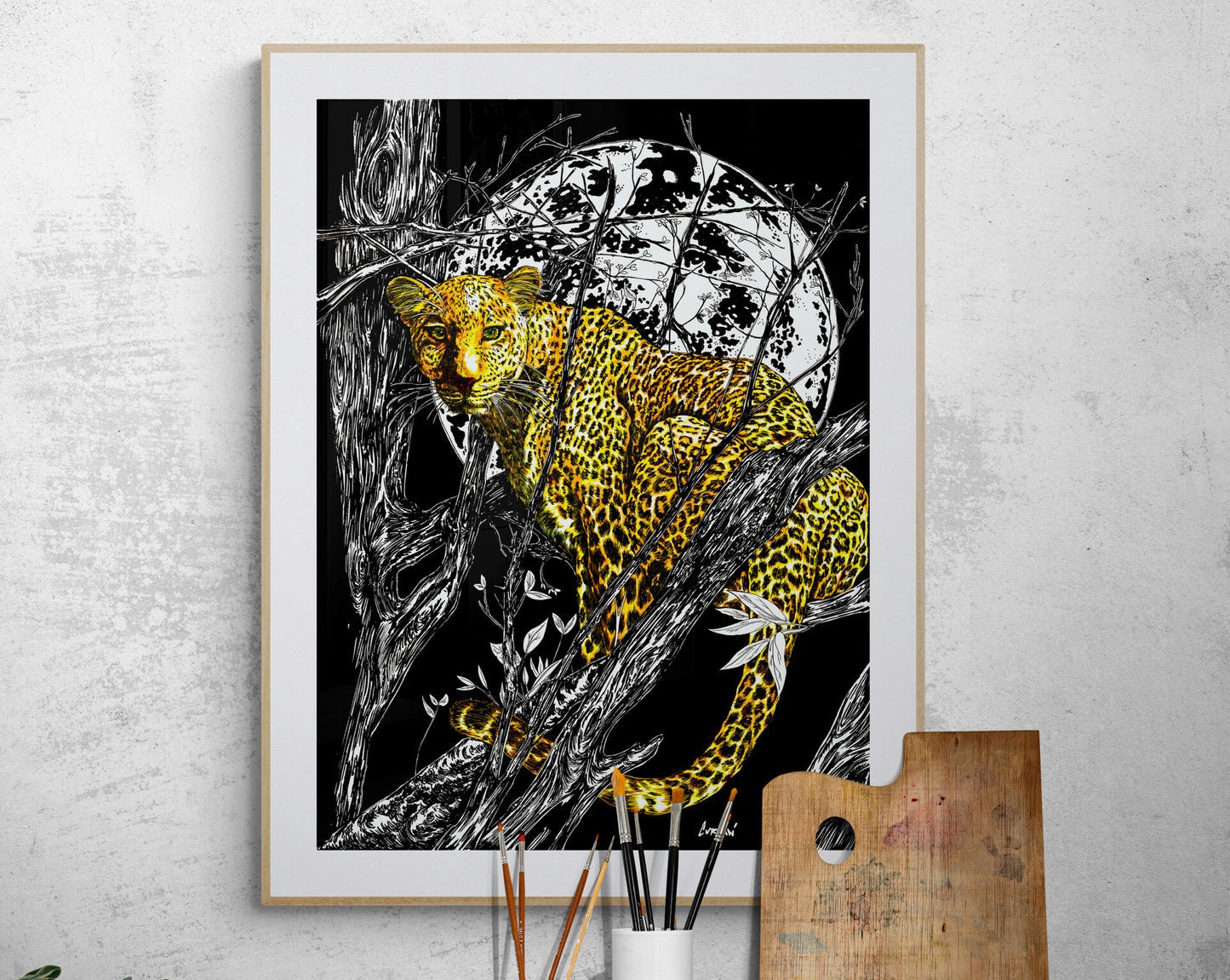 Cheetah 1 Wall Art Poster, Hand Drawn Art by Kris Curran