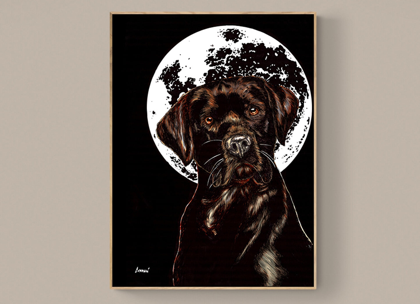 Chocolate Lab Original Hand Drawn Wall Art Poster