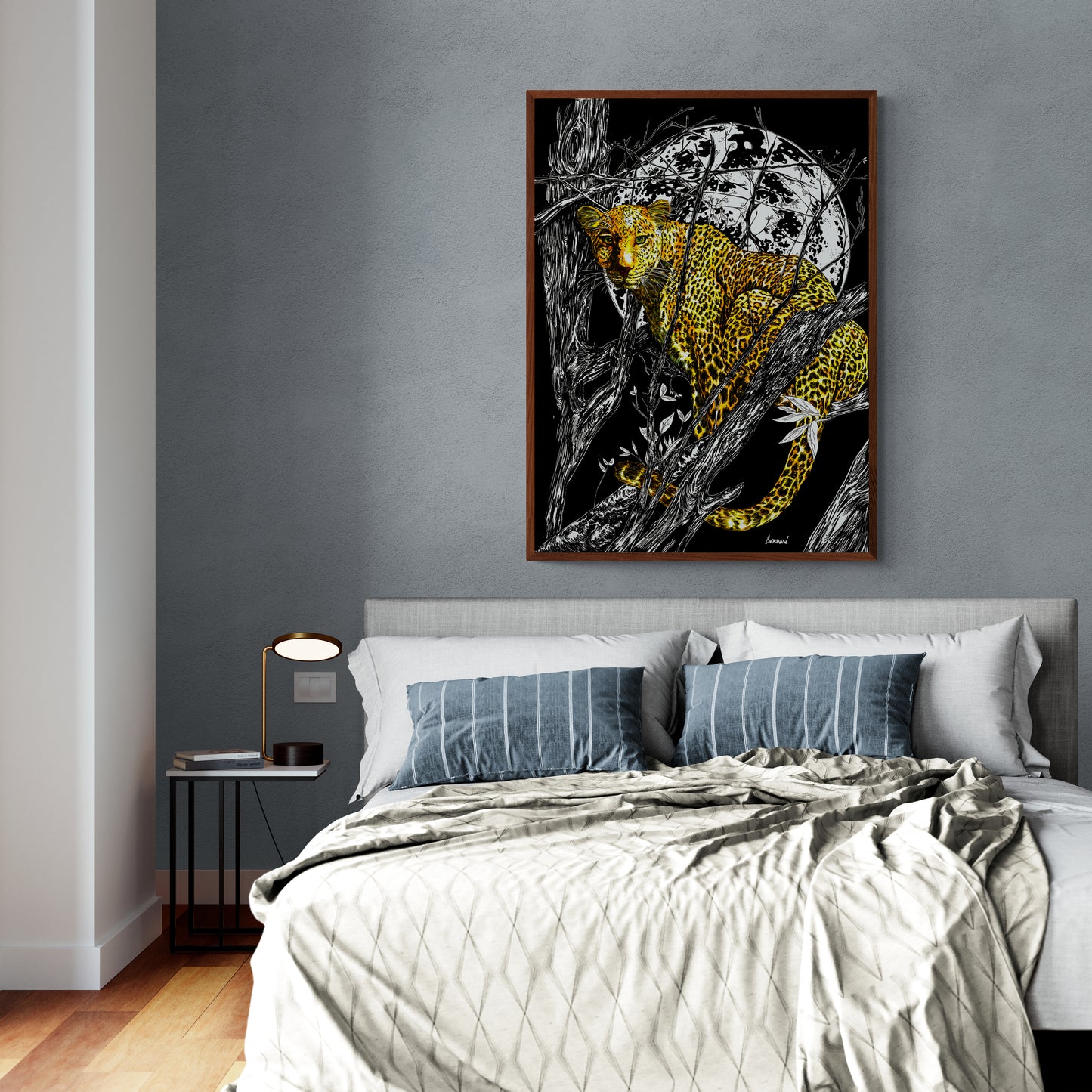 Cheetah 1 Wall Art Poster, Hand Drawn Art by Kris Curran