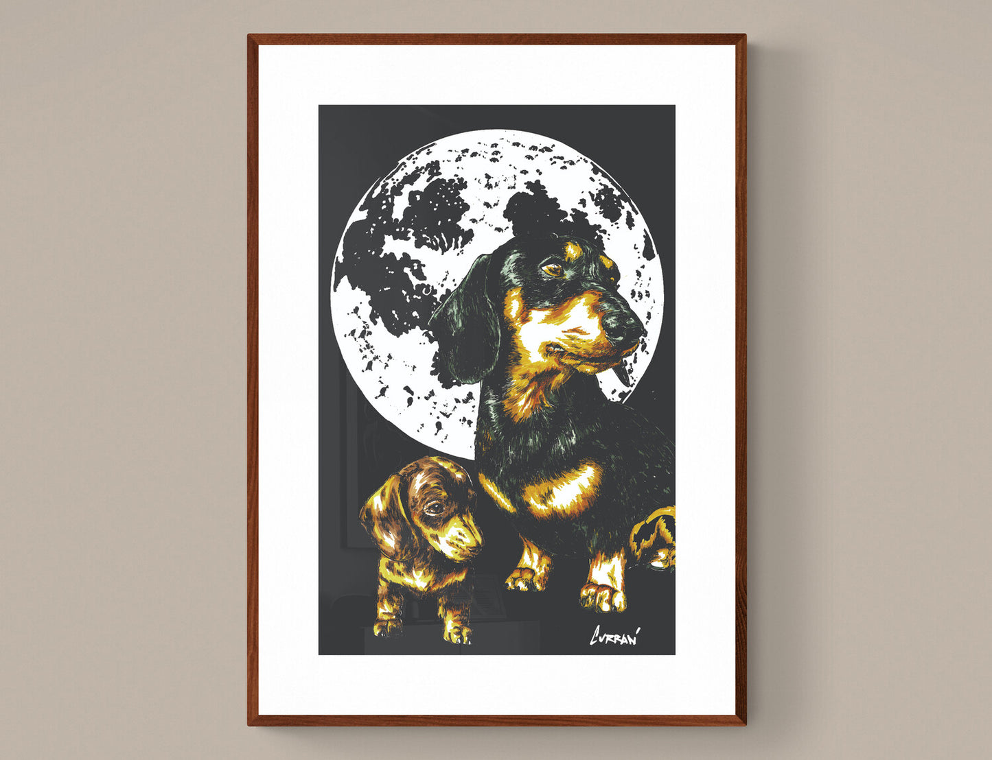 Dachshunds Original Hand Drawn Wall Art Poster