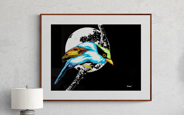 Exotic Bird Original Hand Drawn Wall Art Poster