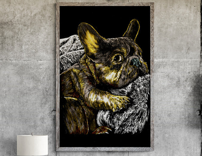 French Bulldog 2 Original Hand Drawn Wall art Poster