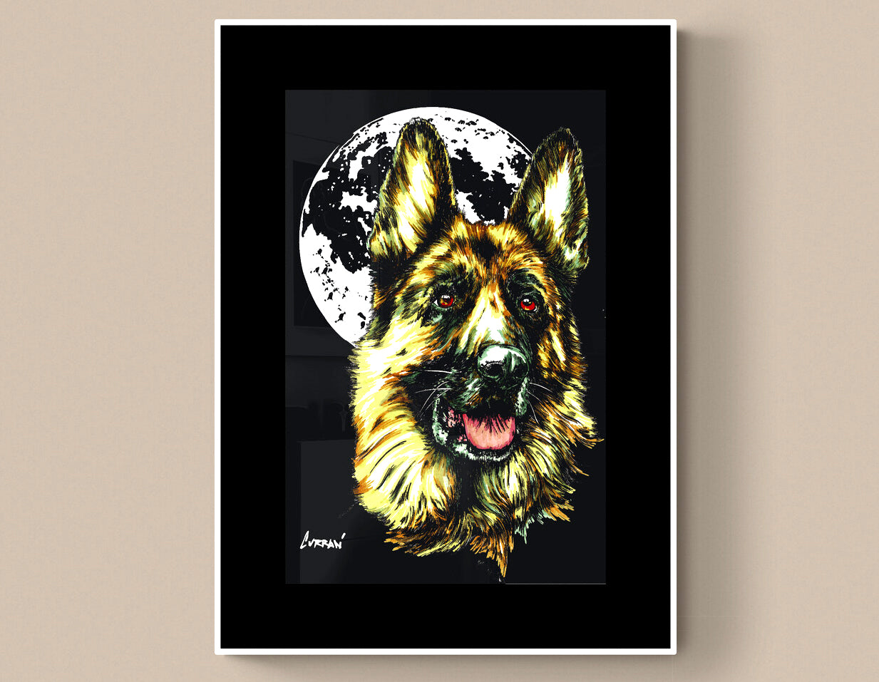 German Sheppard Hand Drawn Wall Art Poster