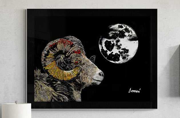 Mountain Ram Original Hand Drawn Wall Art Poster