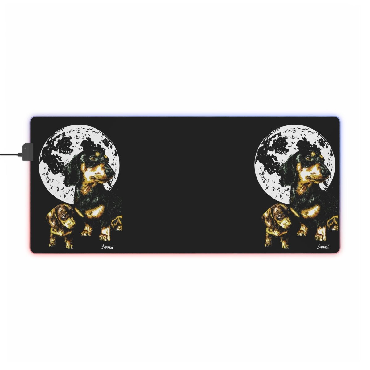 Adorable Dachshund Design with Moon Accent LED Gaming Mouse Pad - Curran Artworks