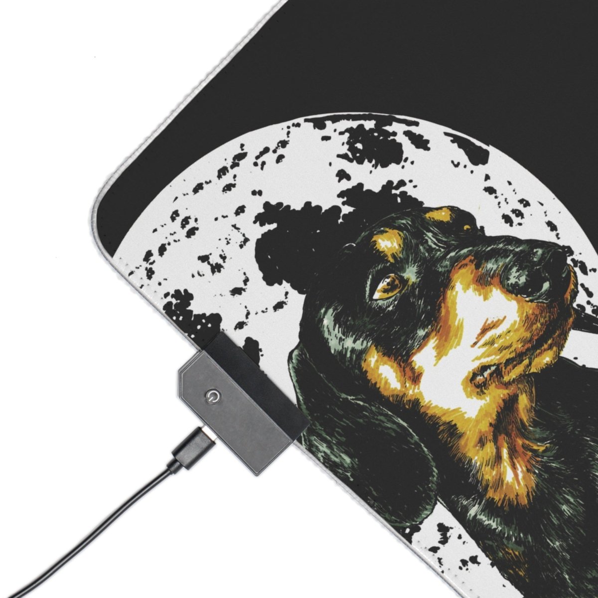 Adorable Dachshund Design with Moon Accent LED Gaming Mouse Pad - Curran Artworks