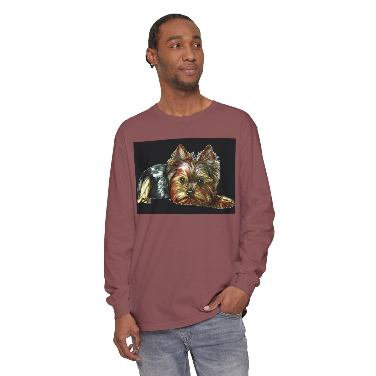 Adorable Yorkshire Terrier Long Sleeve T-Shirt for Dog Lovers - Curran Artworks