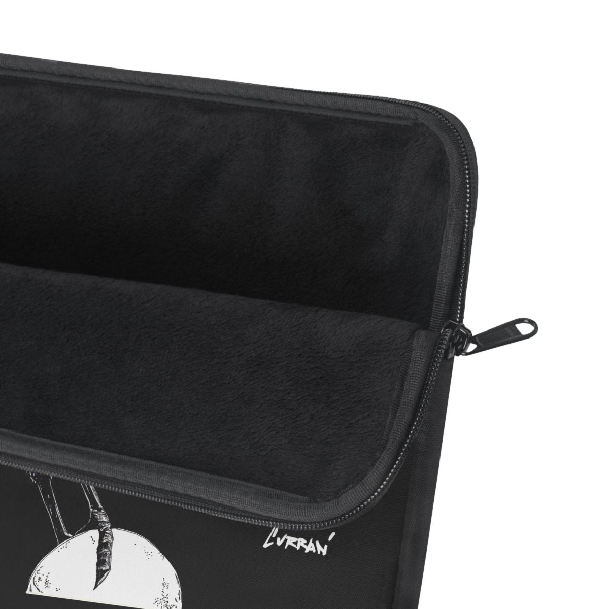 Artistic Crow Laptop Sleeve - Unique Black Design for Creatives - Curran Artworks