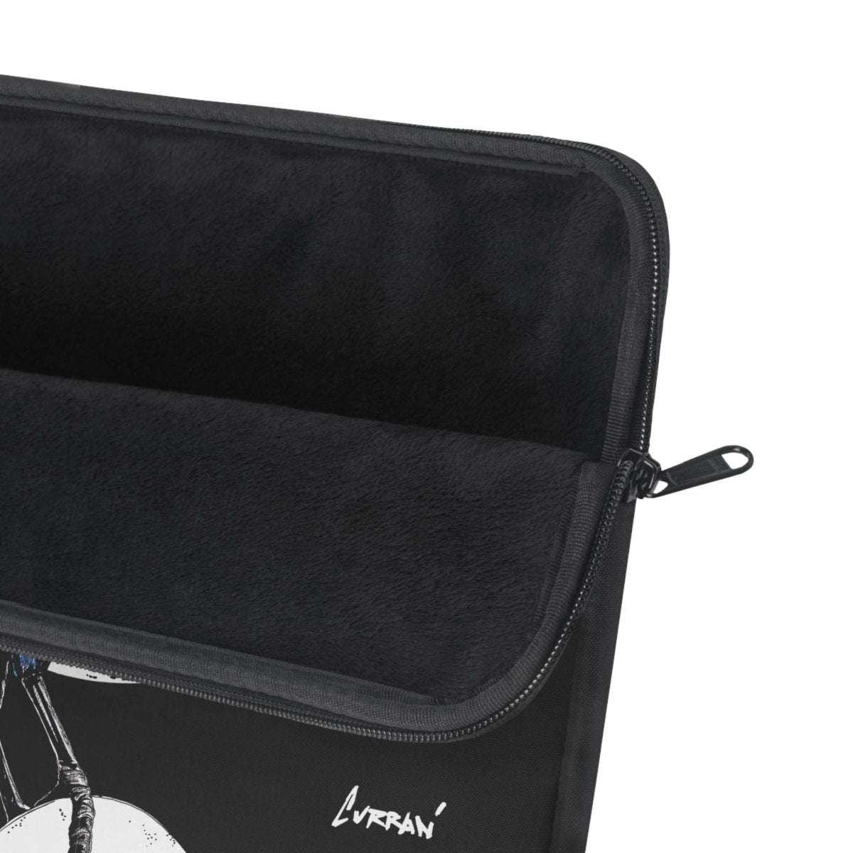 Artistic Crow Laptop Sleeve - Unique Black Design for Creatives - Curran Artworks