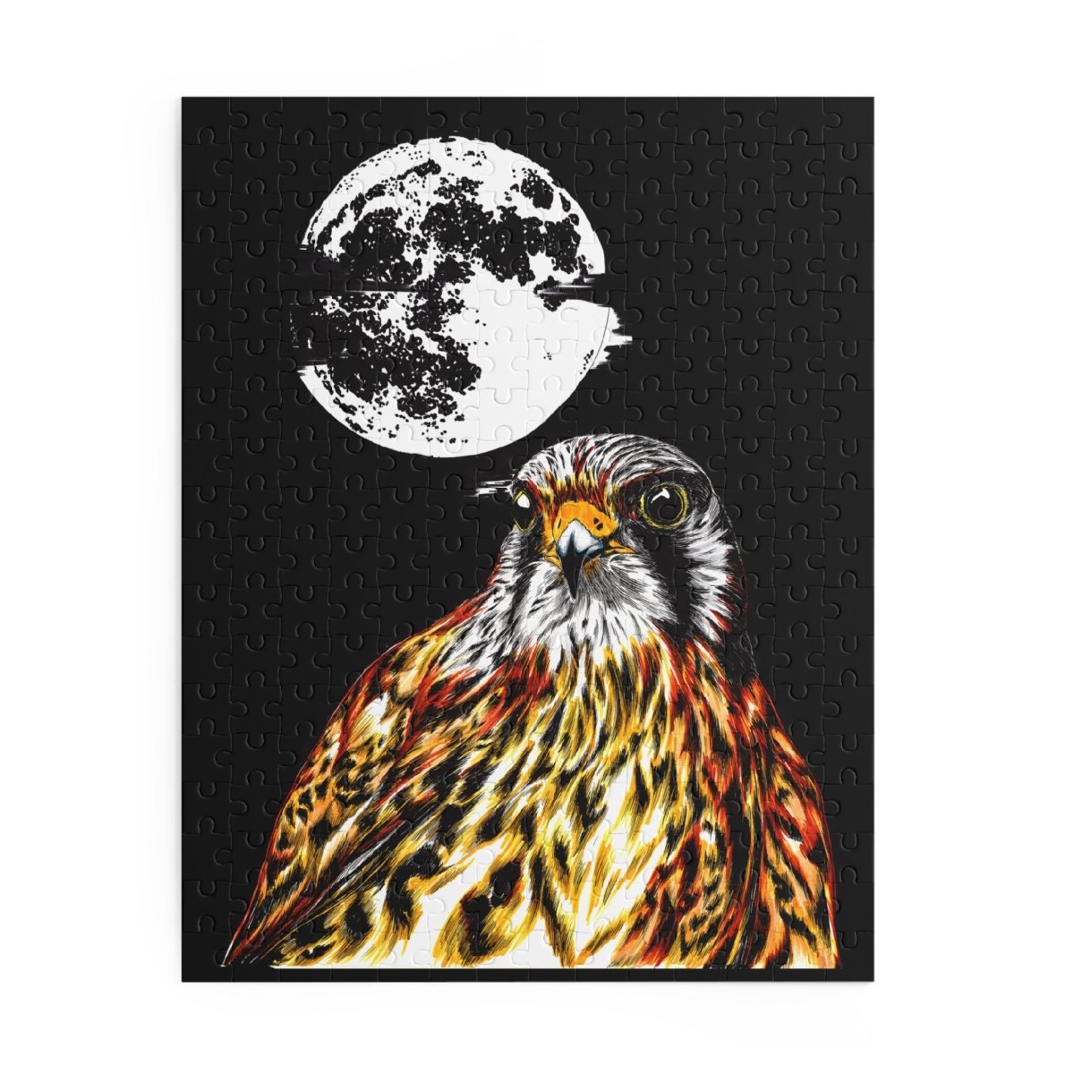 Artistic Falcon Moon Puzzle - 120, 252, 500 - Piece Jigsaw for Nature Lovers - Curran Artworks