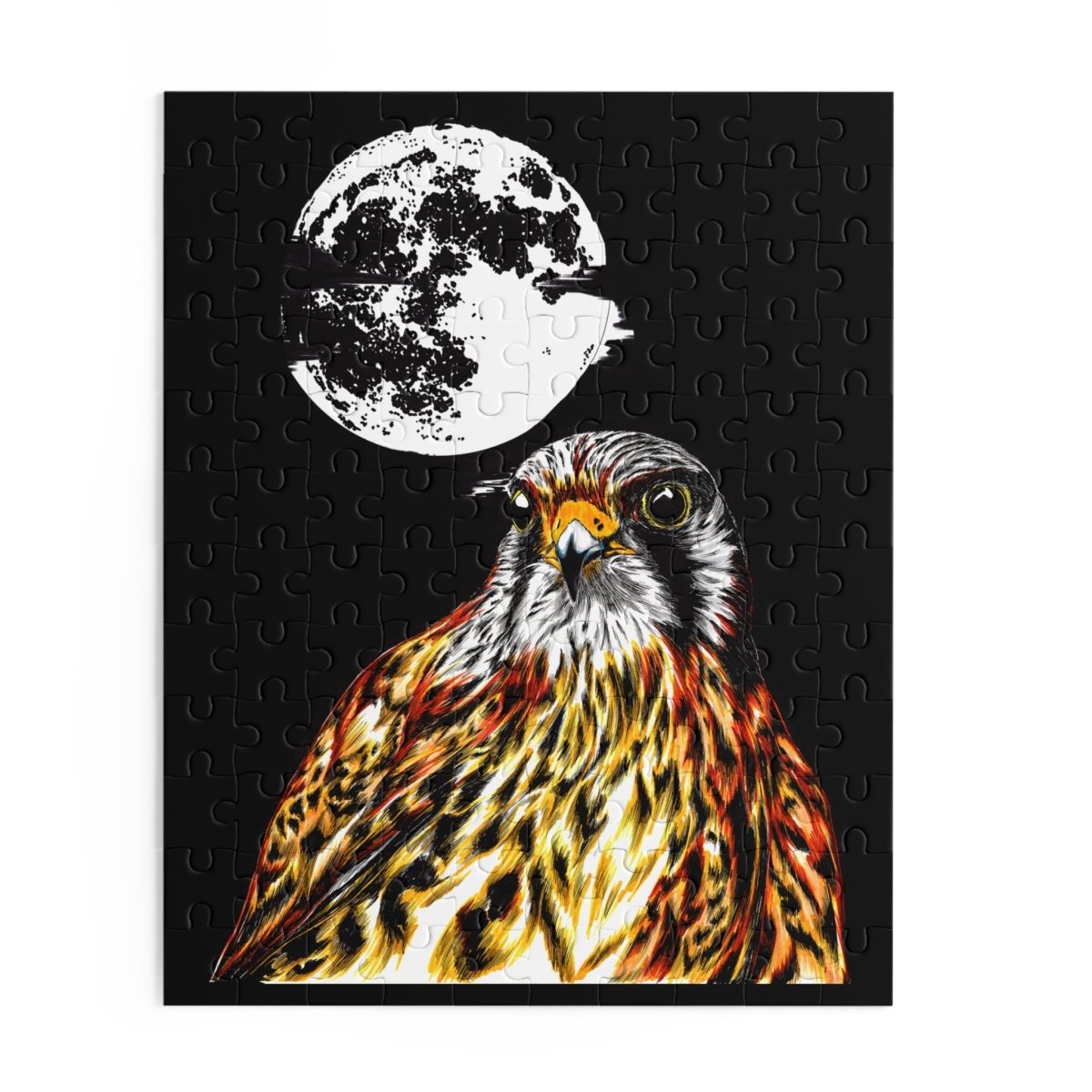 Artistic Falcon Moon Puzzle - 120, 252, 500 - Piece Jigsaw for Nature Lovers - Curran Artworks