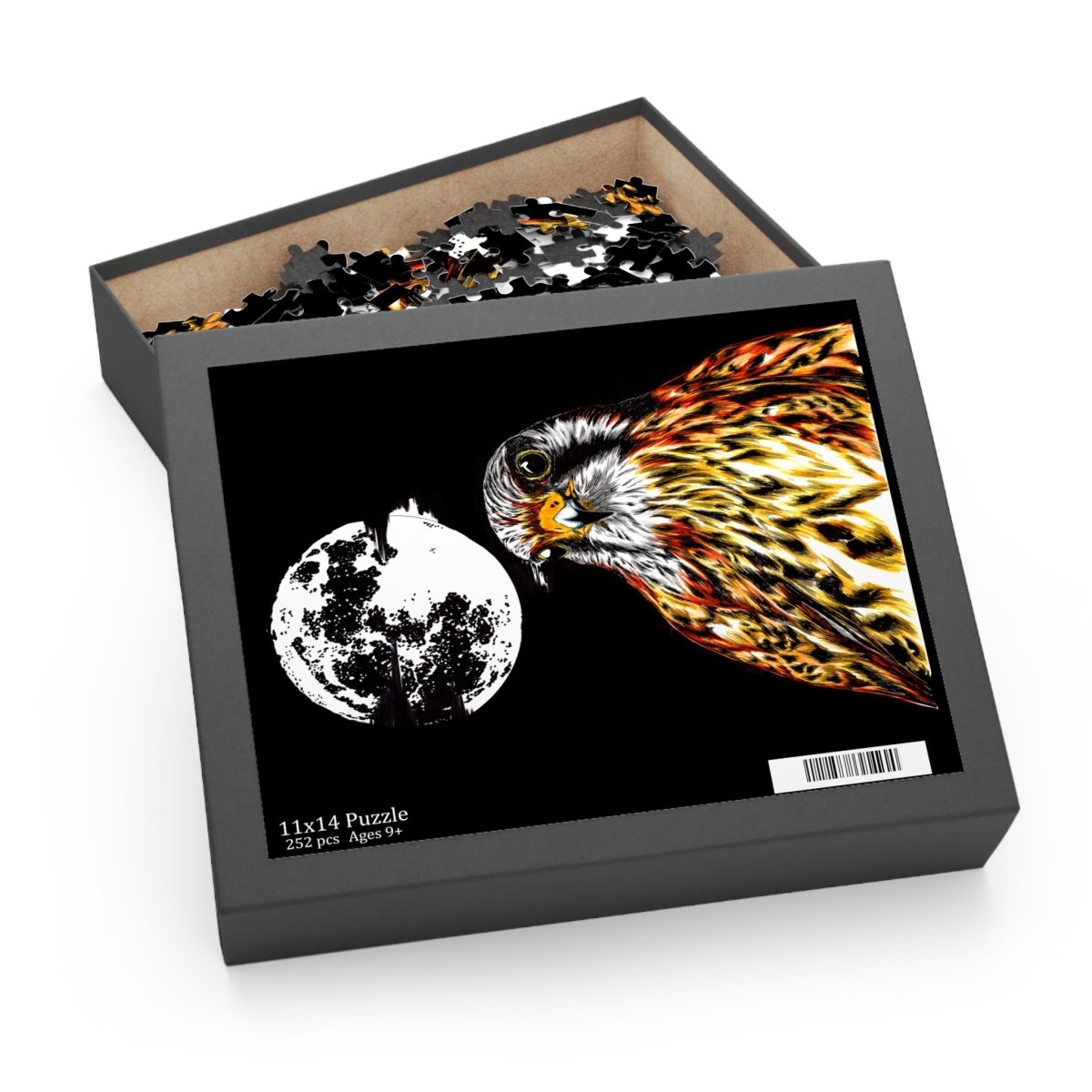 Artistic Falcon Moon Puzzle - 120, 252, 500 - Piece Jigsaw for Nature Lovers - Curran Artworks