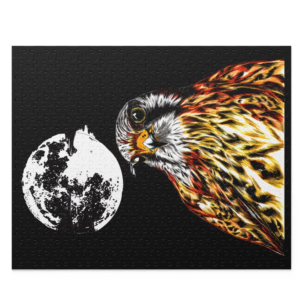 Artistic Falcon Moon Puzzle - 120, 252, 500 - Piece Jigsaw for Nature Lovers - Curran Artworks