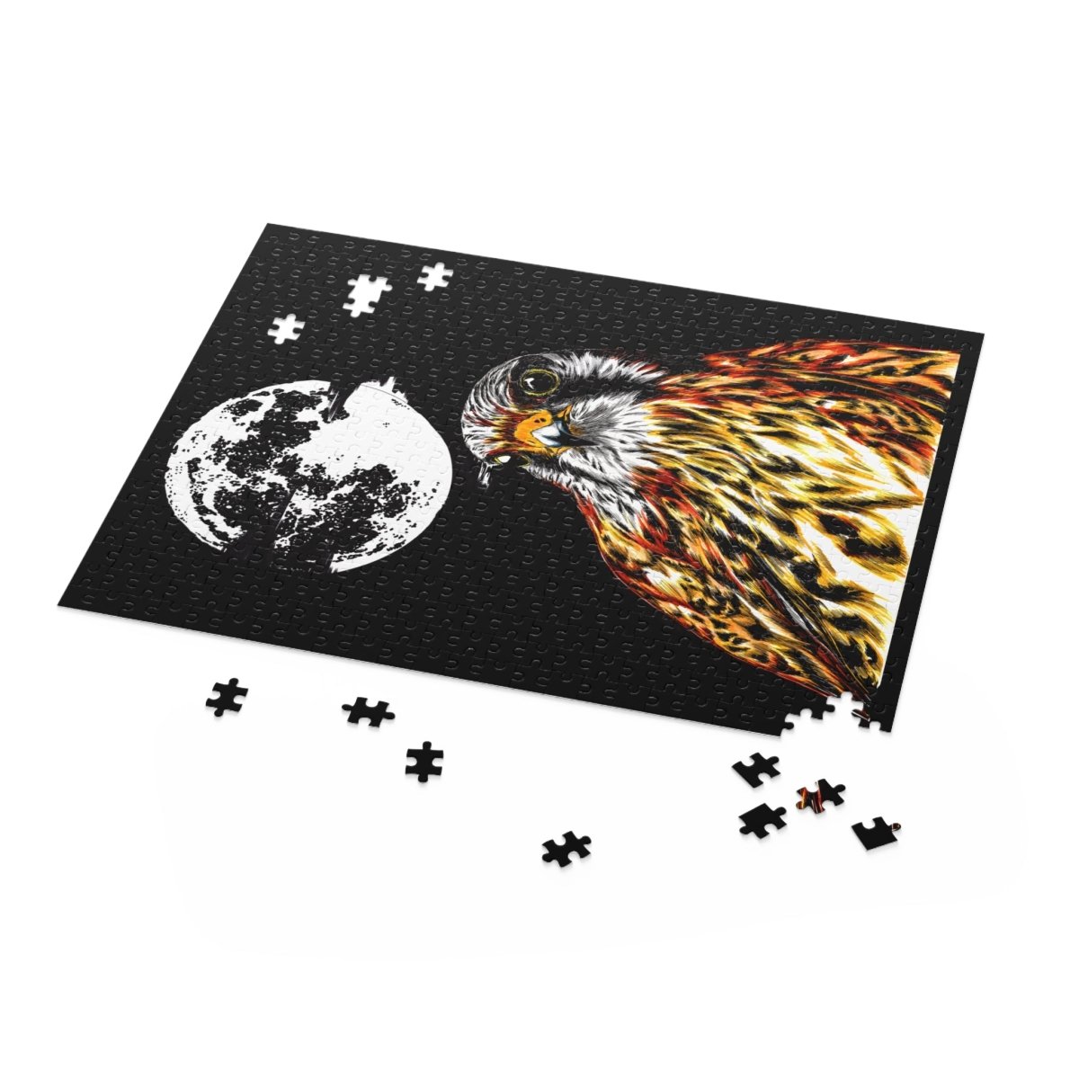 Artistic Falcon Moon Puzzle - 120, 252, 500 - Piece Jigsaw for Nature Lovers - Curran Artworks