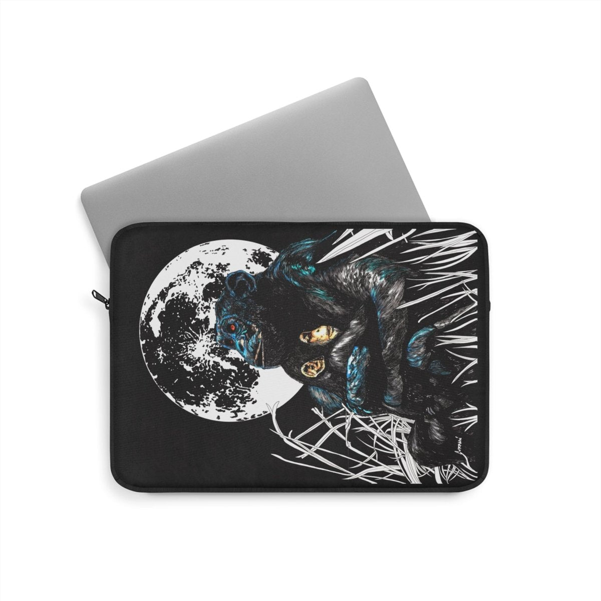 Artistic Gorilla and Child Laptop Sleeve - Moonlit Wildlife Design - Curran Artworks