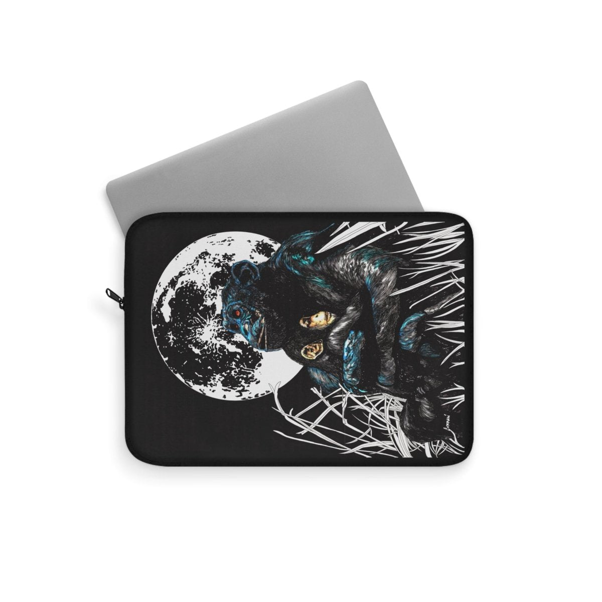 Artistic Gorilla and Child Laptop Sleeve - Moonlit Wildlife Design - Curran Artworks