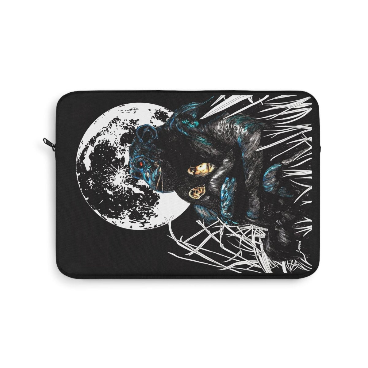Artistic Gorilla and Child Laptop Sleeve - Moonlit Wildlife Design - Curran Artworks