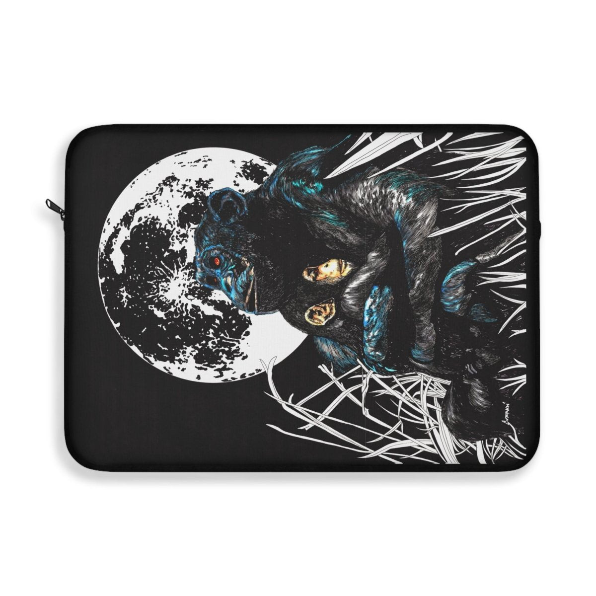 Artistic Gorilla and Child Laptop Sleeve - Moonlit Wildlife Design - Curran Artworks