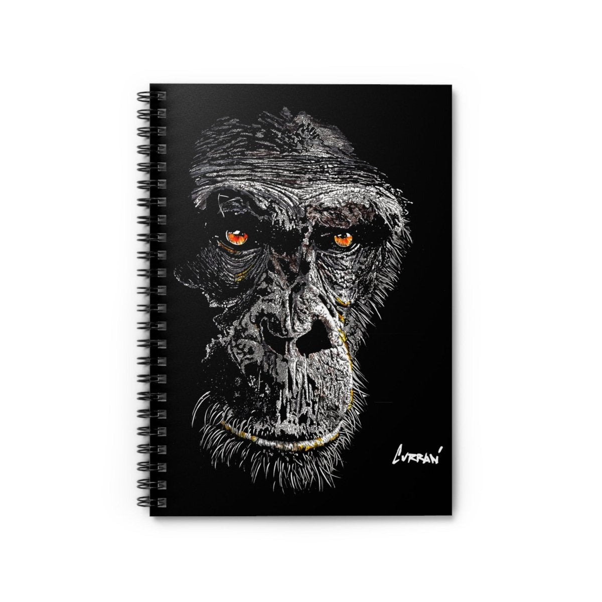 Artistic Gorilla Face Spiral Notebook - Ruled Lines for Creative Minds - Curran Artworks