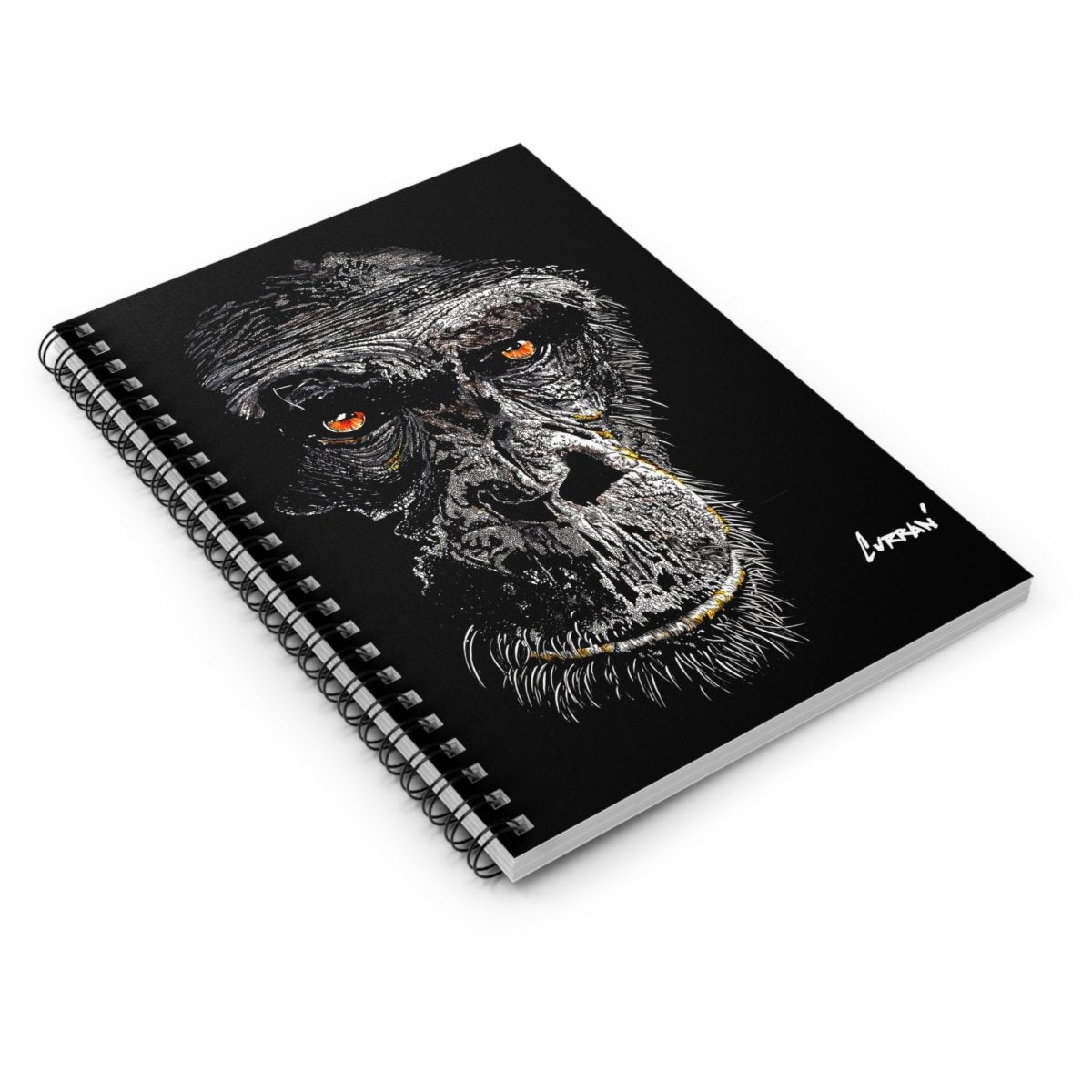 Artistic Gorilla Face Spiral Notebook - Ruled Lines for Creative Minds - Curran Artworks