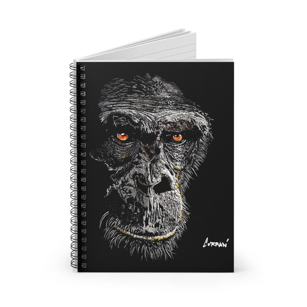 Artistic Gorilla Face Spiral Notebook - Ruled Lines for Creative Minds - Curran Artworks