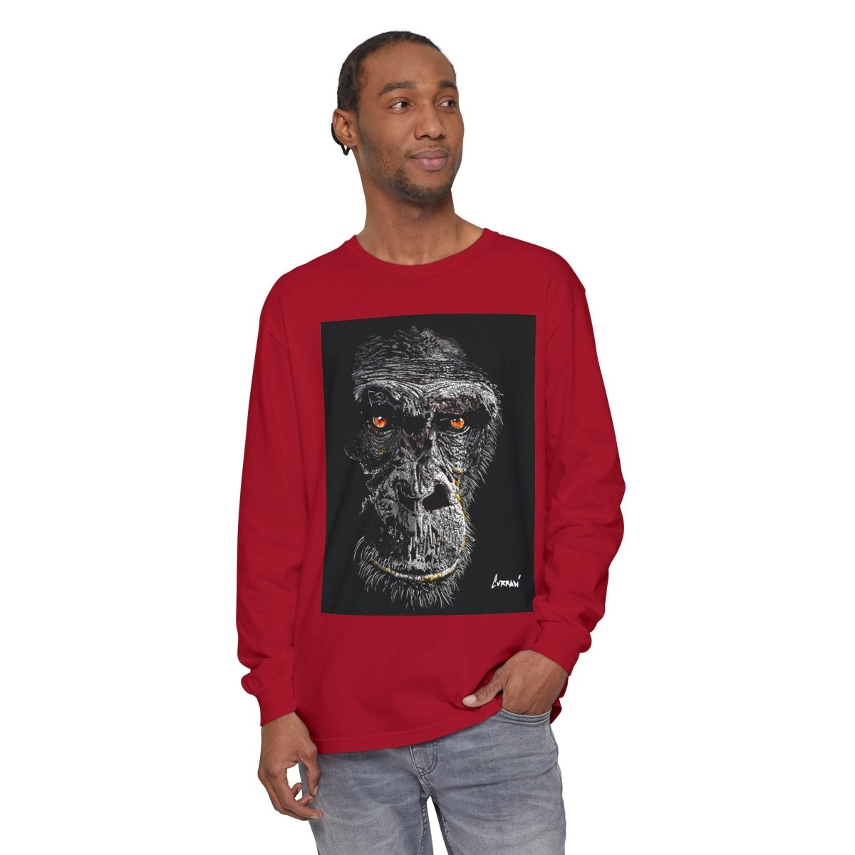 Artistic Gorilla Long Sleeve T-Shirt | Unique Animal Design for Wildlife Lovers - Curran Artworks