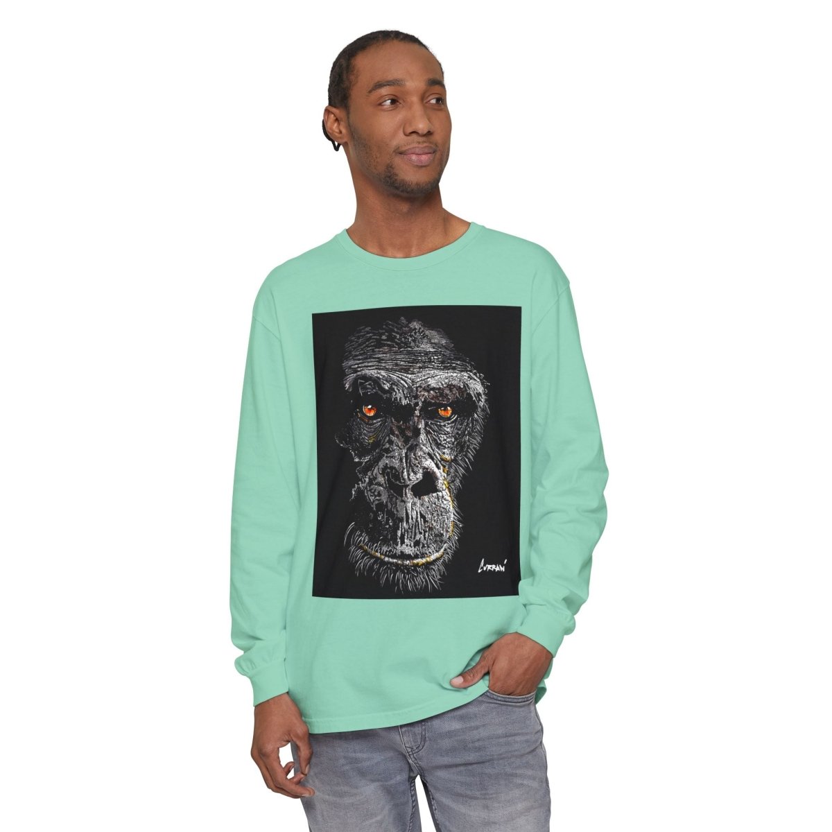 Artistic Gorilla Long Sleeve T-Shirt | Unique Animal Design for Wildlife Lovers - Curran Artworks