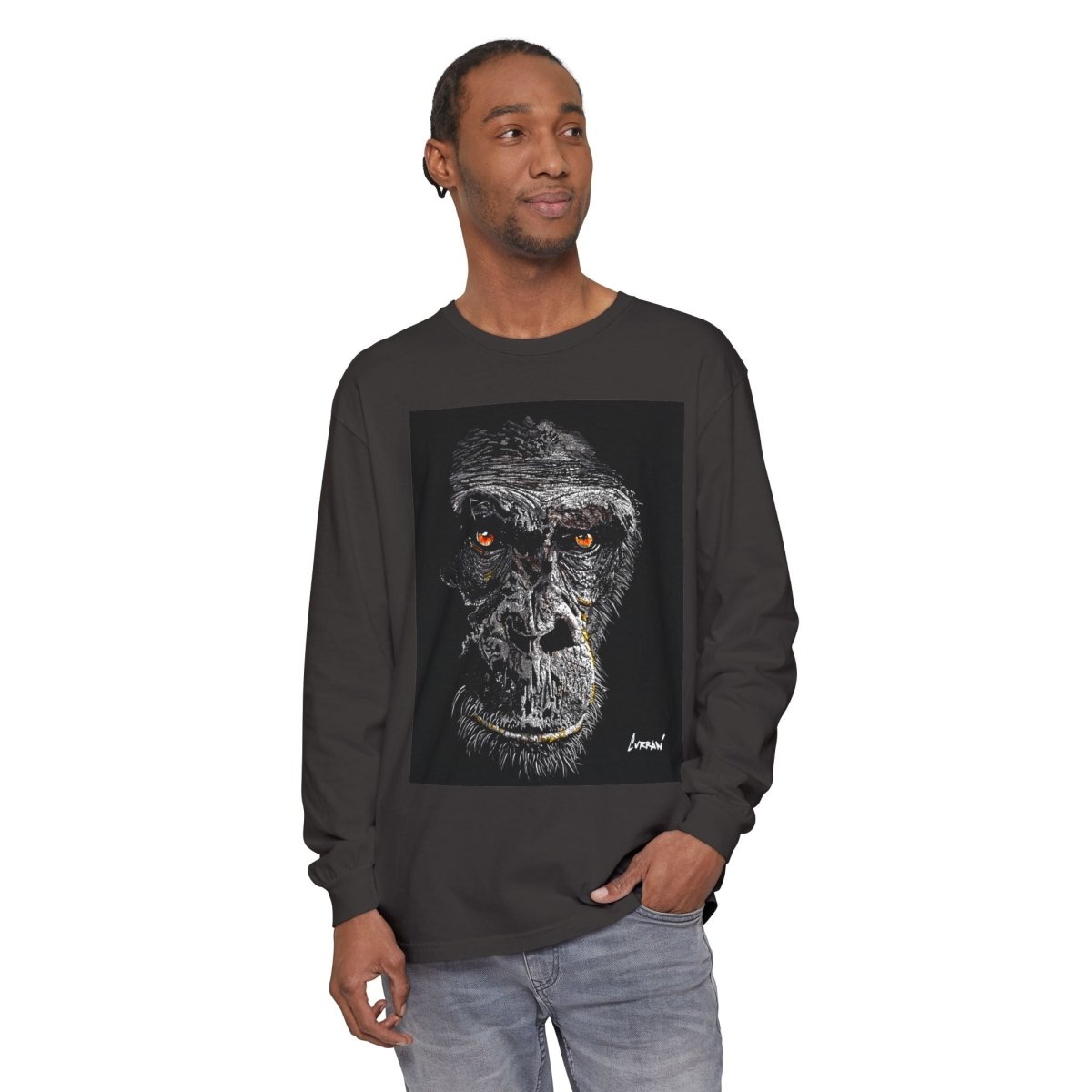 Artistic Gorilla Long Sleeve T-Shirt | Unique Animal Design for Wildlife Lovers - Curran Artworks
