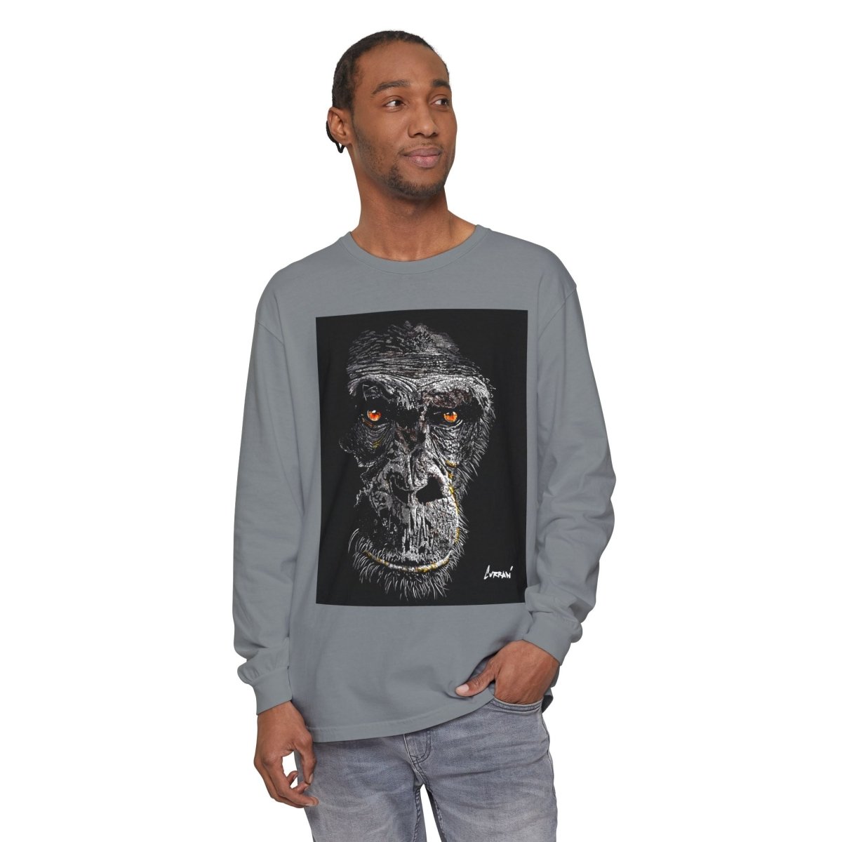 Artistic Gorilla Long Sleeve T-Shirt | Unique Animal Design for Wildlife Lovers - Curran Artworks