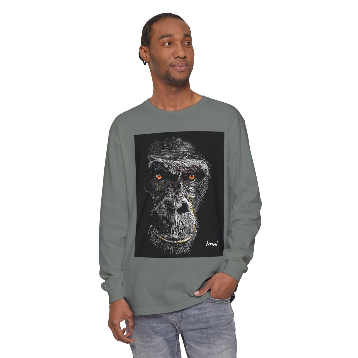 Artistic Gorilla Long Sleeve T-Shirt | Unique Animal Design for Wildlife Lovers - Curran Artworks