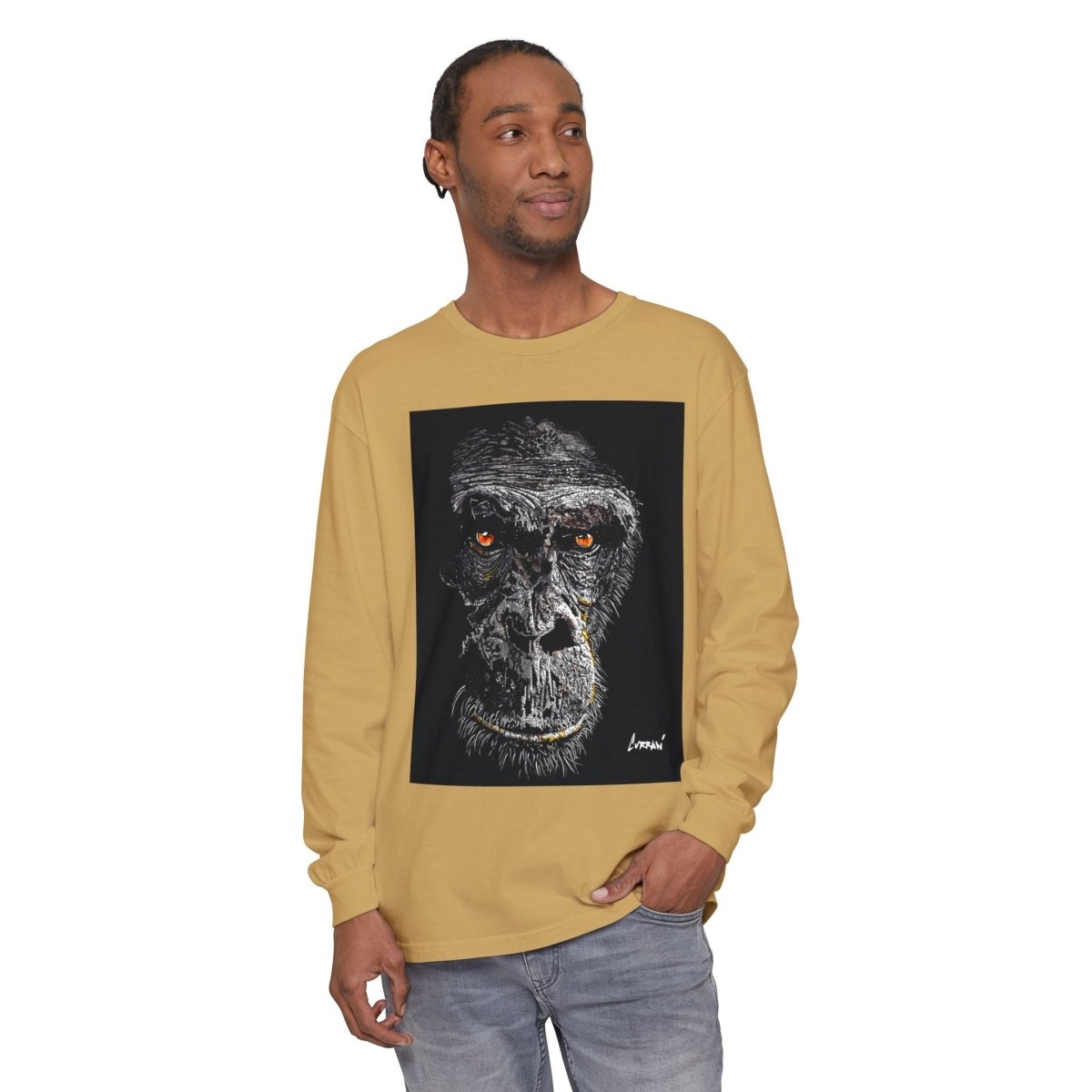 Artistic Gorilla Long Sleeve T-Shirt | Unique Animal Design for Wildlife Lovers - Curran Artworks