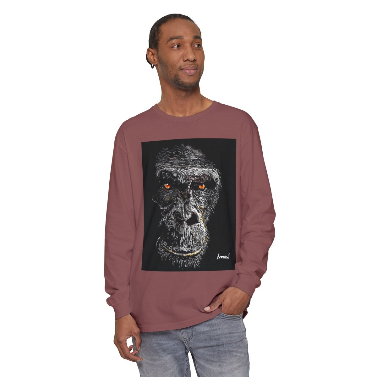 Artistic Gorilla Long Sleeve T-Shirt | Unique Animal Design for Wildlife Lovers - Curran Artworks