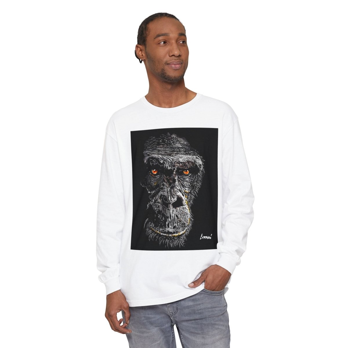 Artistic Gorilla Long Sleeve T-Shirt | Unique Animal Design for Wildlife Lovers - Curran Artworks